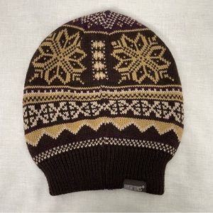 The Original Muk Luks Reversible Brown Fair Isle Winter Hat